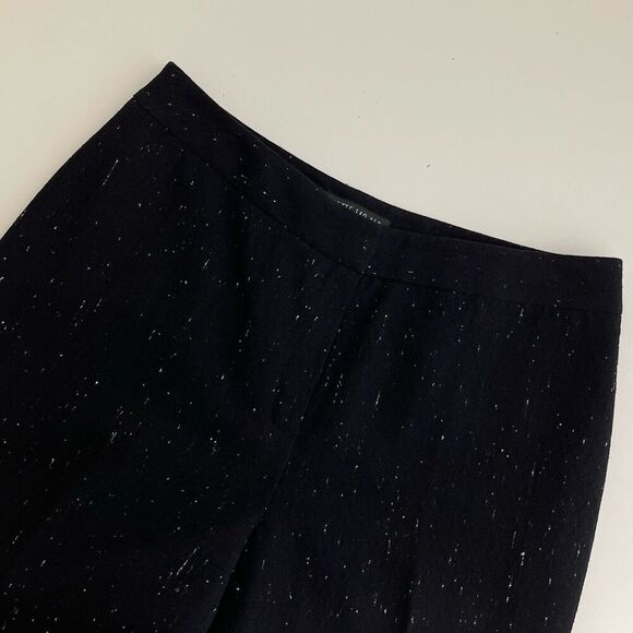 Lafayette 148 NY Straight Pants Sz 6 Wool Silk Black Speckled Career Trouser - Picture 1 of 14
